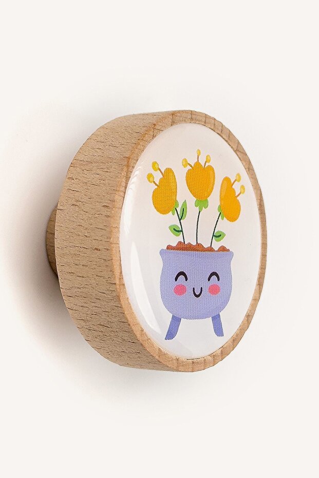 Sevimli Çiçek Ahşap Kulp - 1