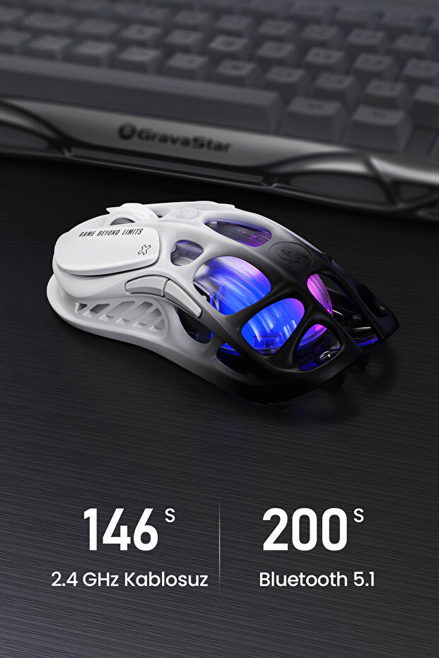 Mercury M1 Pro Rgb 26K Dpı Optik Gaming Mouse Kablosuz Programlanabilir 5 Tuşlu, Siyah - 2
