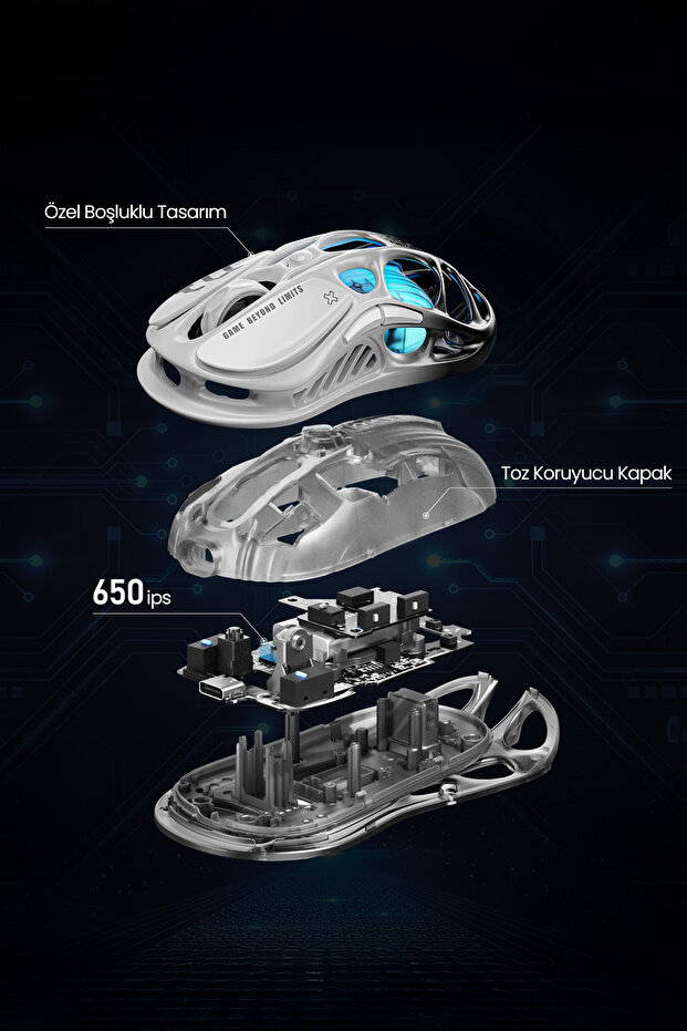 Mercury M1 Pro Rgb 26K Dpı Optik Gaming Mouse Kablosuz Programlanabilir 5 Tuşlu, Siyah - 6