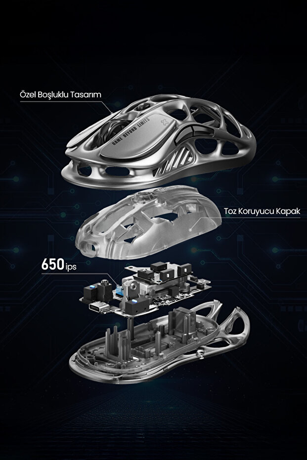Mercury M1 Pro Rgb 26k Dpı Optik Gaming Mouse Kablosuz Programlanabilir 5 Tuşlu Gri - 6