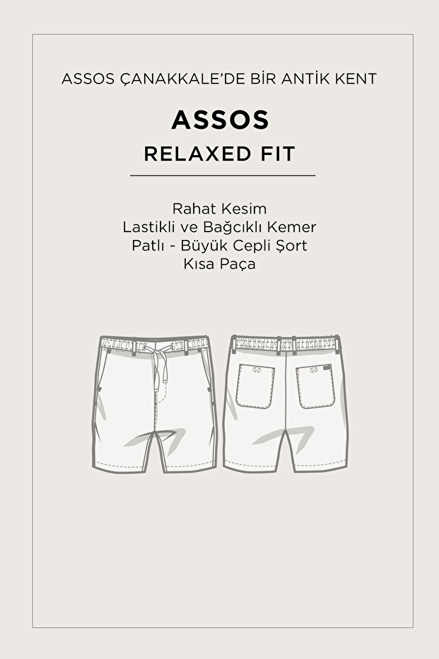 Erkek Antrasit Beli Lastikli %100 Keten Relaxed Fit Şort B003732 - 8