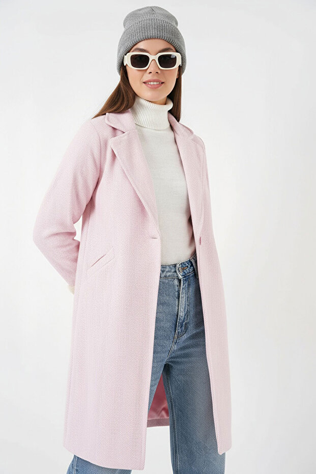 9145 Women's Fish Back Cashew Coat with Feather Sleeves - Powder