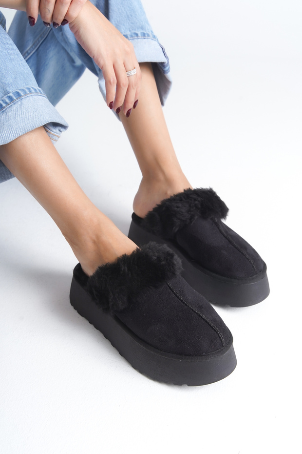 Női papucs - szőrös és zárt orrú - 4