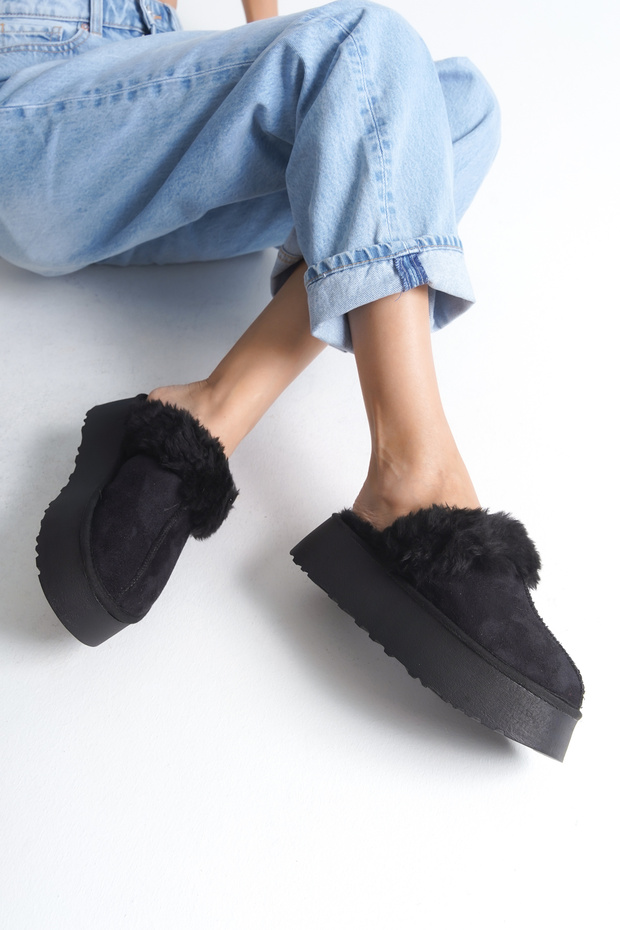 Női papucs - szőrös és zárt orrú - 5