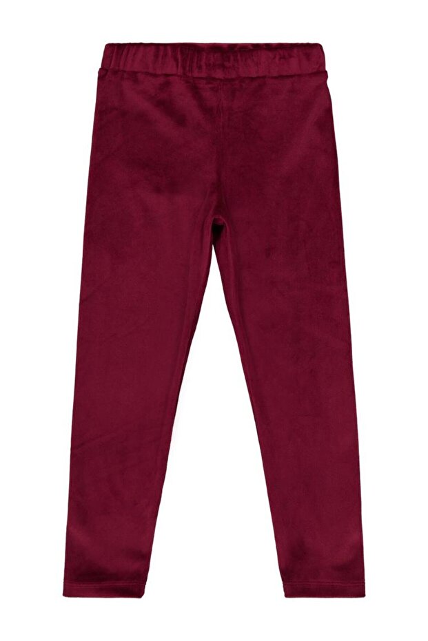 Girl's Leggings | Velvet | School Nursery and Daily Use - Burgundy