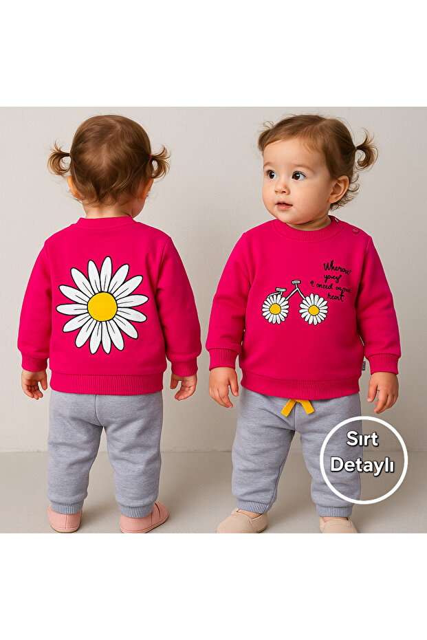 Daisy Bicycle Printed Baby Girl Bottom Top Set