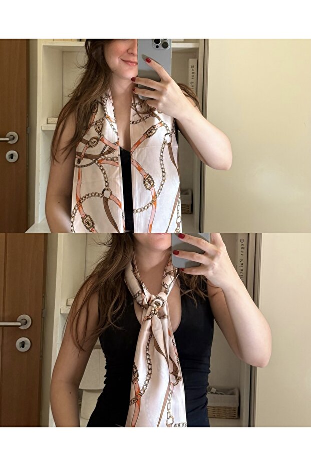 وشاح بتفاصيل سلسلة مقاس 15×150 سم