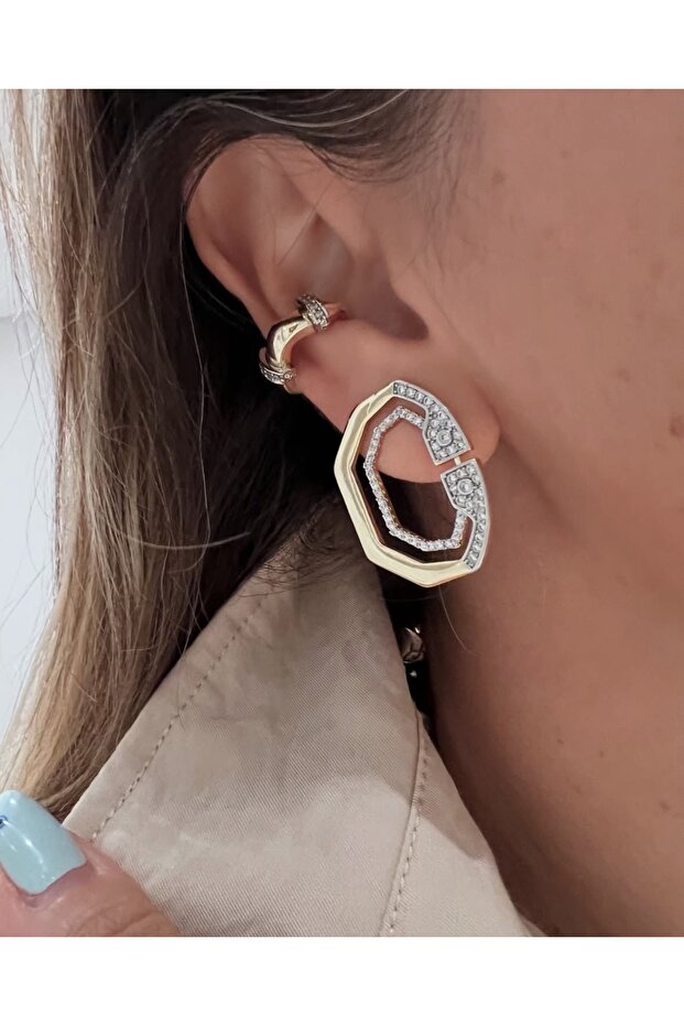 Brand Equivalent Geometric Pattern Earrings - 2