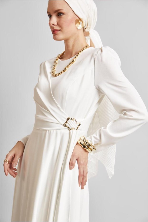Belted Satin Dress 45527