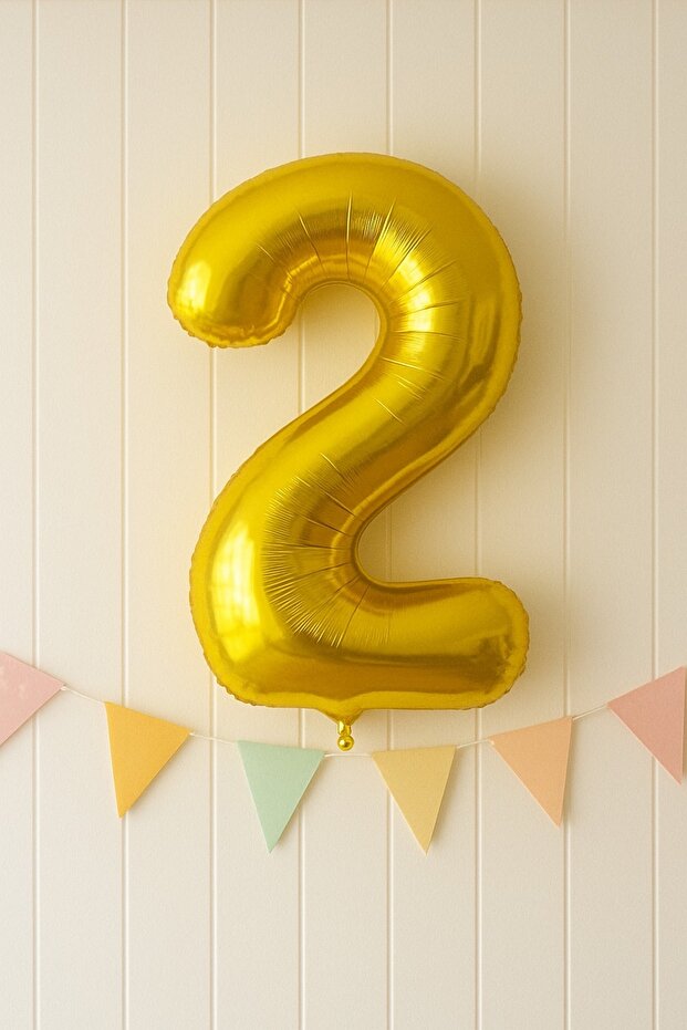 2 Year Old Number Foil Balloon (2) Gold 86 cm 34”