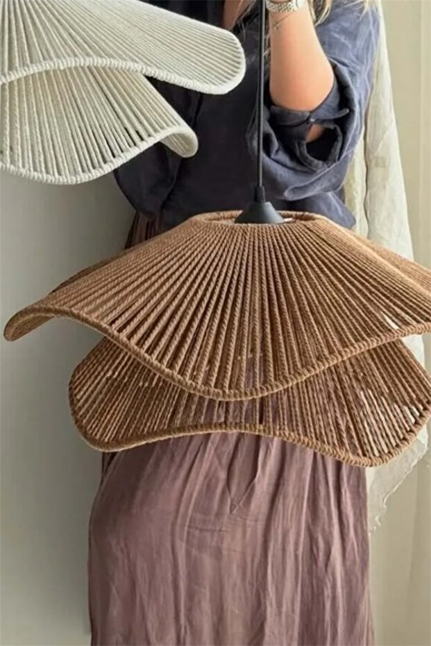 Rustik Tarz Bohem avize Makrome avize Salon avize Yatak Odası Avize Rattan Avize - 3