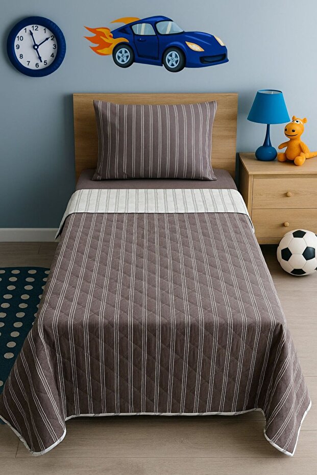 Gray Single Reversible Multi-Purpose Bedspread Set - 2