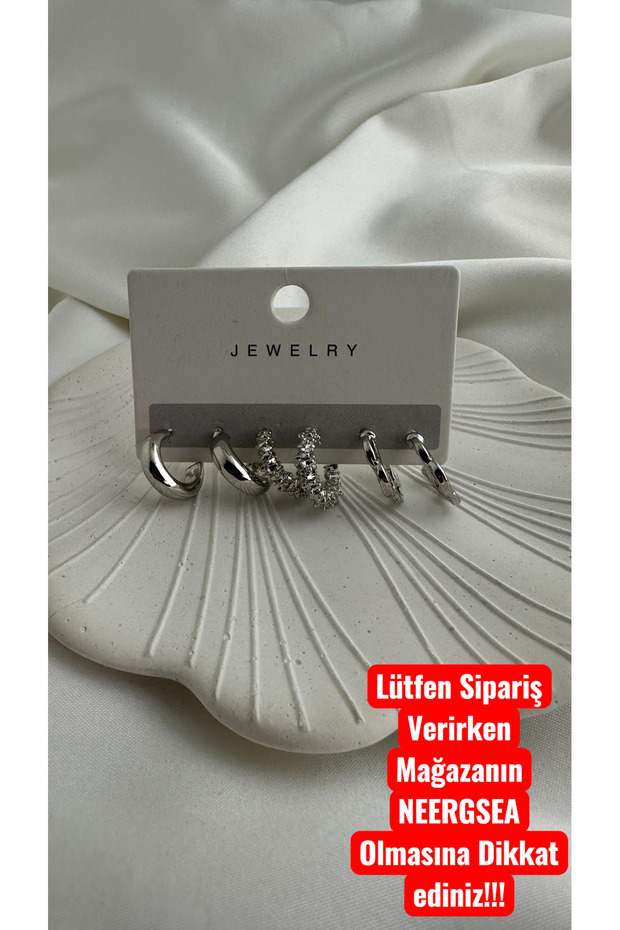 Kadın Çelik 6’lı Küpe - 1