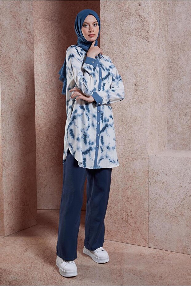 44672 نموذج التعادل صبغ منقوشة تونيك - 2