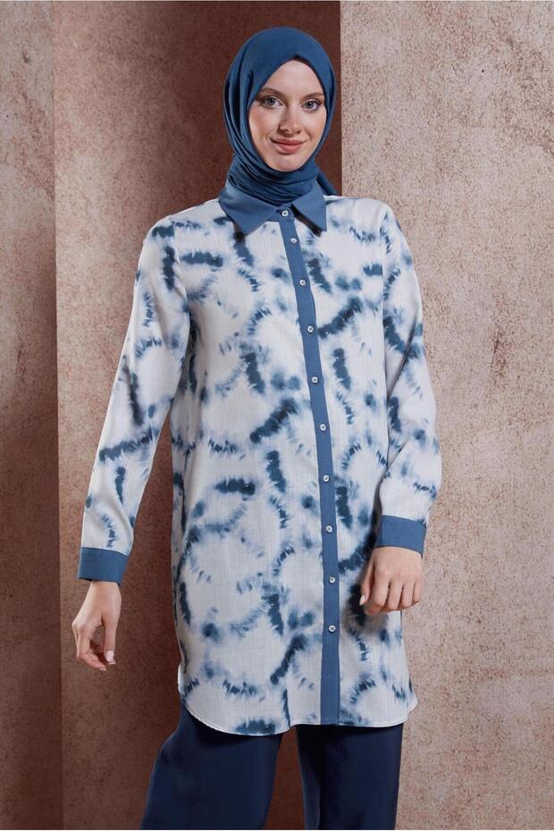 44672 نموذج التعادل صبغ منقوشة تونيك - 1