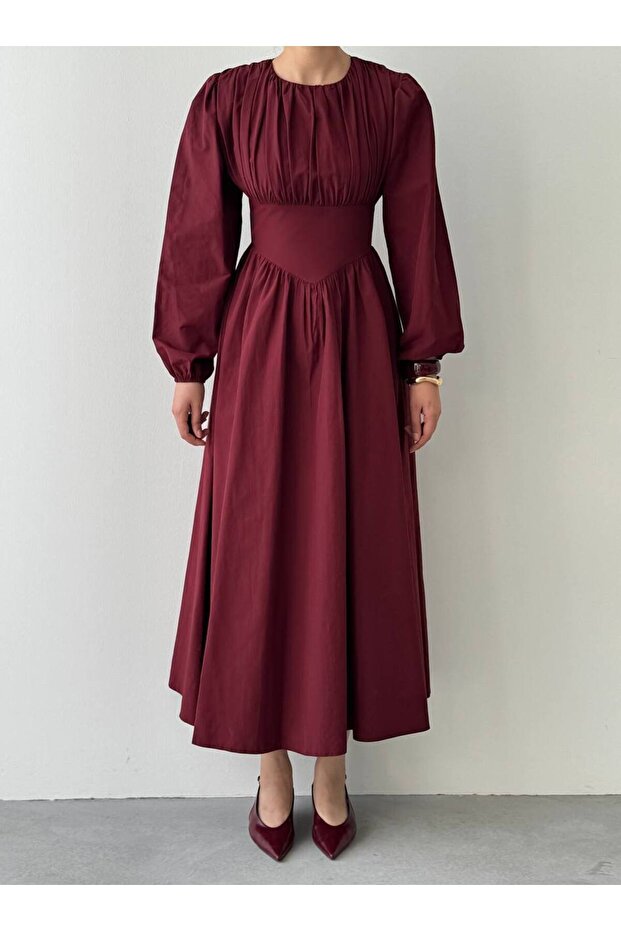 Rochie lungă cu detaliu corsaj - 7