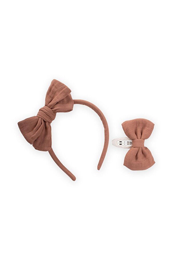 طقم مشبك مرصع بالكريستال A بني اللون - 1