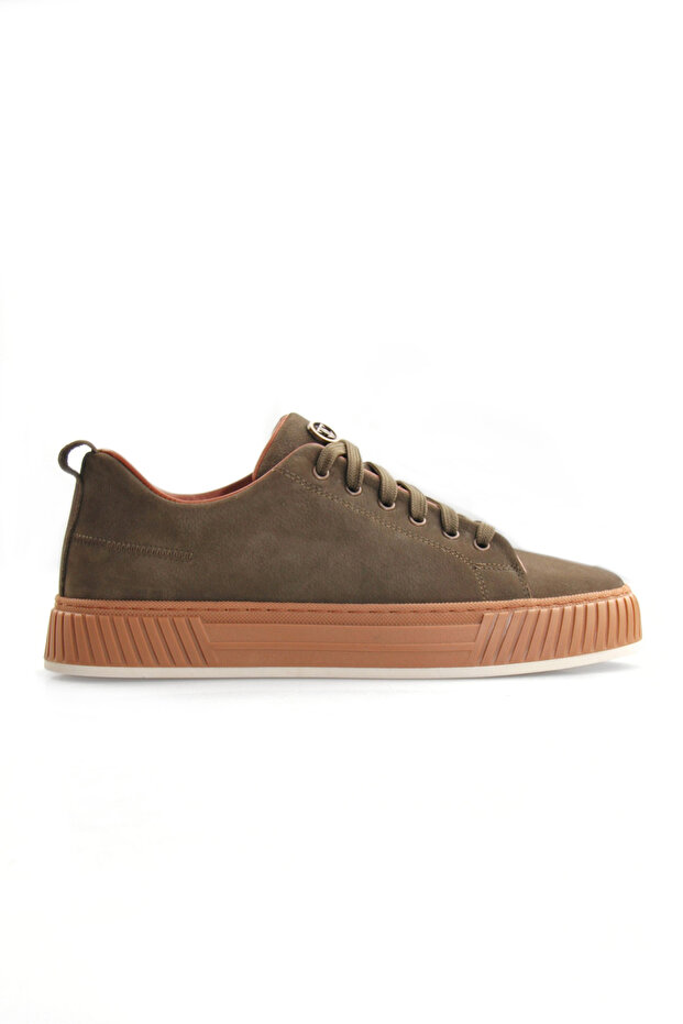 Genuine Leather Men's Lace-Up Khaki Nubuck Sneaker Shoes Wesley