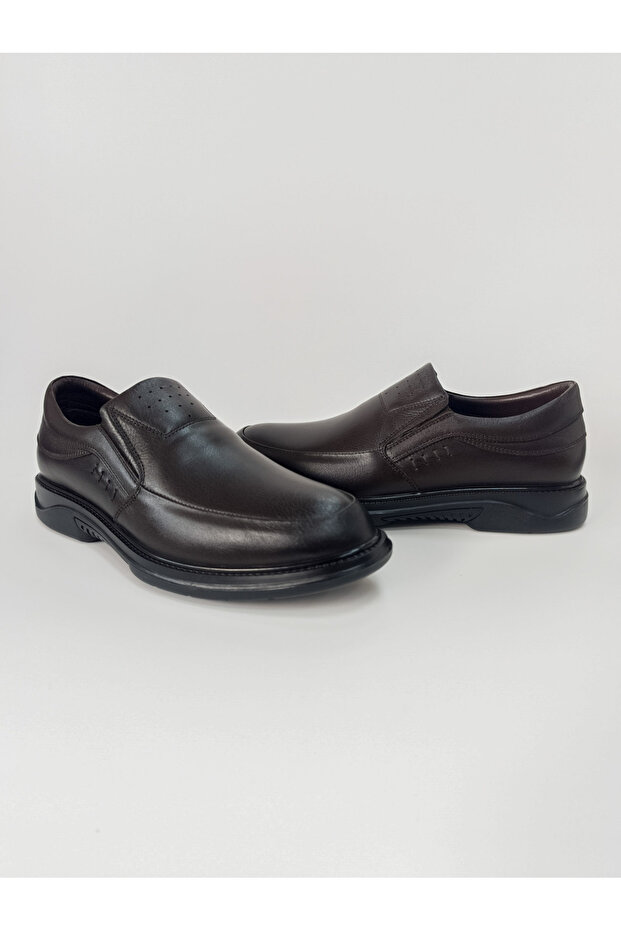 Men's Genuine Leather Rubber Sole Laceless Comfort Shoes