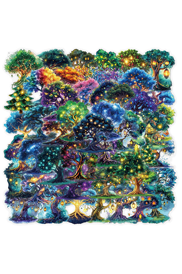 50PCS 10/30/50pcs Transparent Magic Tree Stickers Aesthetic Decorative Stationery Diary Phone Case W