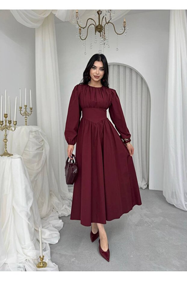 Rochie lungă cu detaliu corsaj - 4