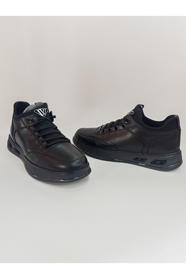 Men's Casual Shoes Genuine Leather with Elastic Laces Ankle-High Daily Orthopedic and Comfortable