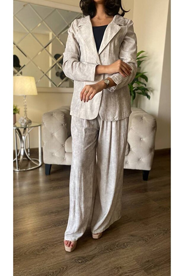 طقم جاكت وبنطلون قطن - 1