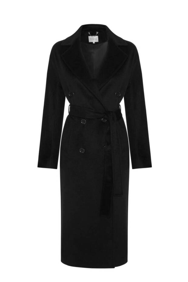 معطف صوف عادي باللون الأسود - 6