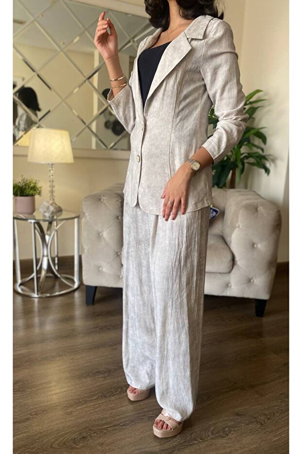 طقم جاكت وبنطلون قطن - 4