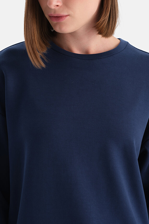 Lacivert Basic Modal Sweatshirt - 5