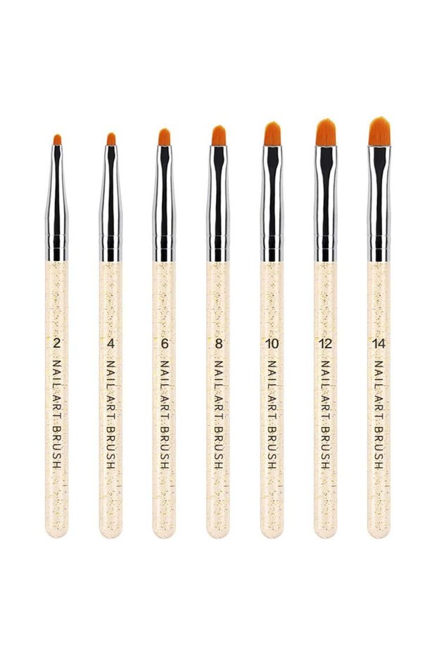 7PCS Nail Art UV Gel Brush Set Acrylic Nail Brushes Extension Gel Builder Brush Nail Pain