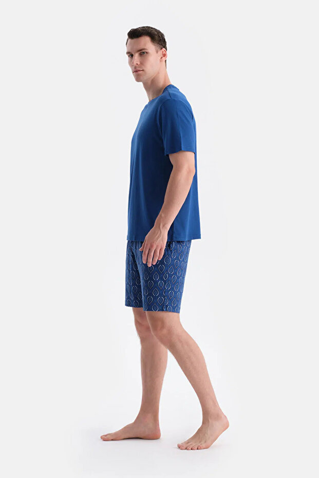 Sax Mavisi Baskı Detaylı Tişört Şort Takım - 3