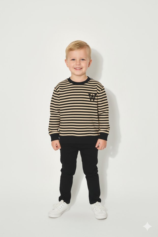 Boy's Off-Shoulder 2-5 Years Old Striped Trend Premium Quality Sweatshirt - 1011