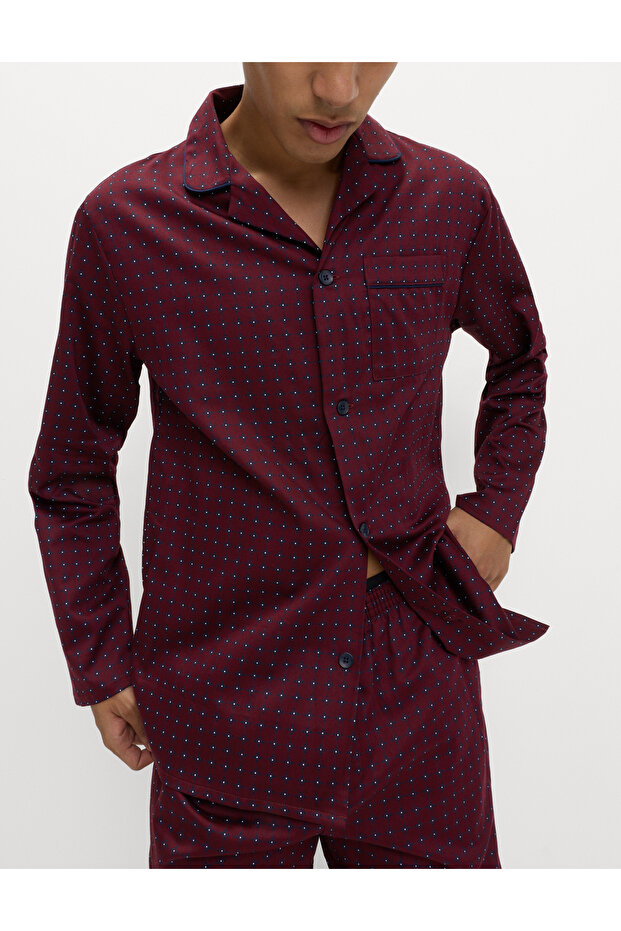 Pamuklu Desenli Pijama Takımı - 3
