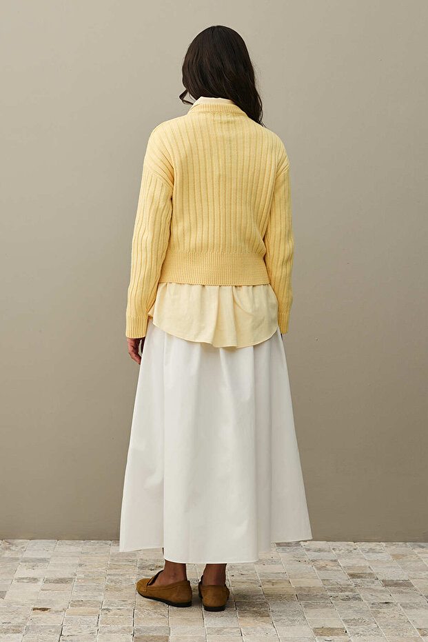 Fitilli Basic Crop Kazak Sarı - 6