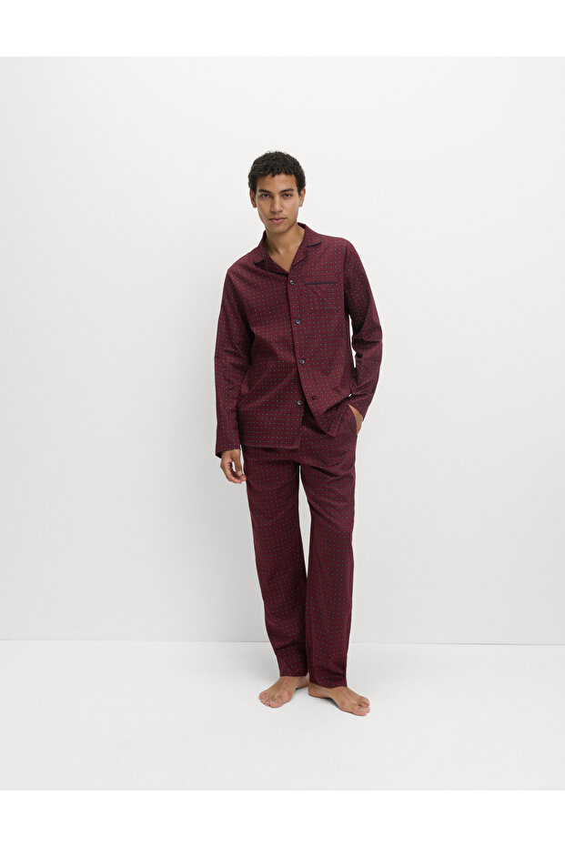 Pamuklu Desenli Pijama Takımı - 1