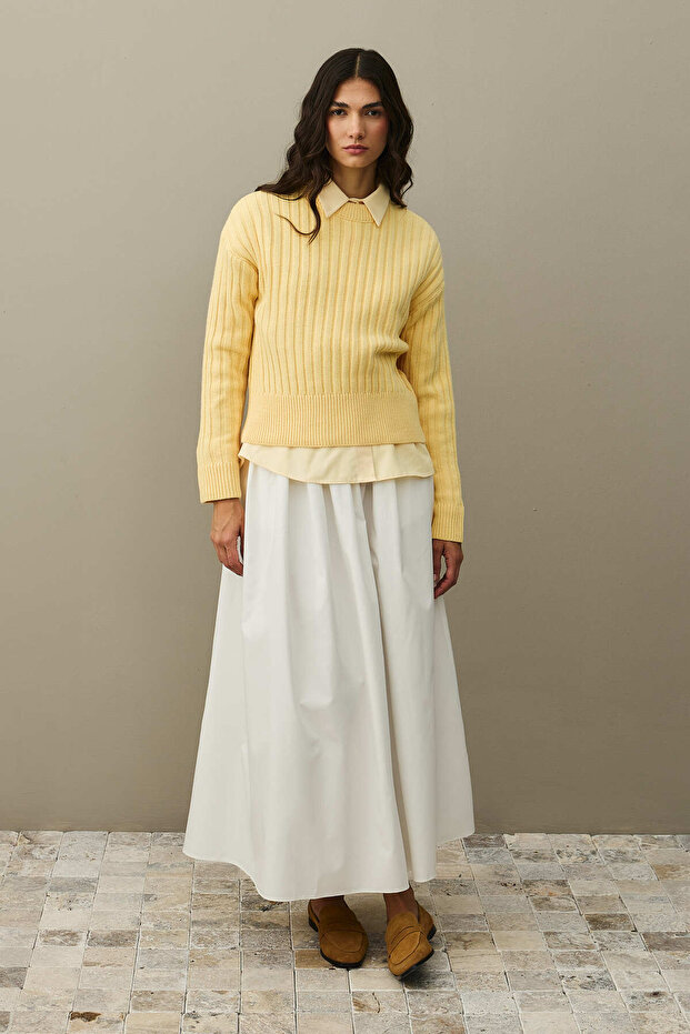 Fitilli Basic Crop Kazak Sarı - 2