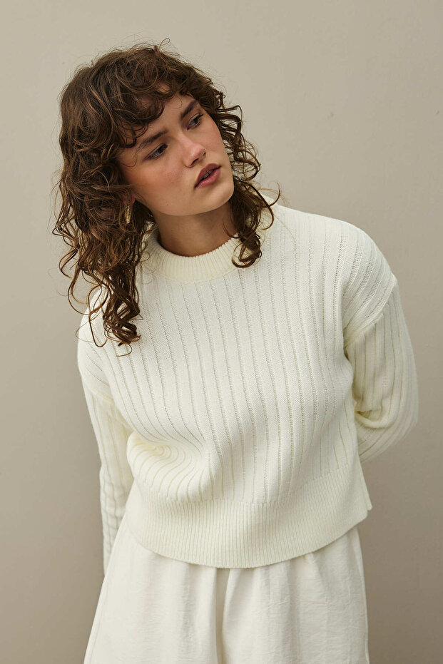 Fitilli Basic Crop Kazak Ekru - 5