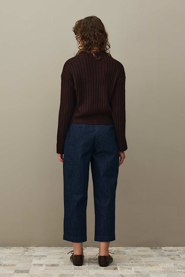 Fitilli Basic Crop Kazak Mürdüm - 7