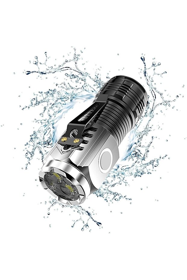 Flashlight with 3 Led Cores, USB Charging, Maximum Range 200 m, 5 W, Hanging Bracket, Magnetic Bottom, 8 - 2