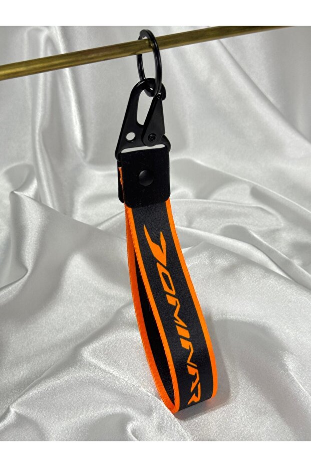 Dominar Orange Striped 19 cm Fabric Keychain Quality Auto-Moto Accessory Double Sided Printing