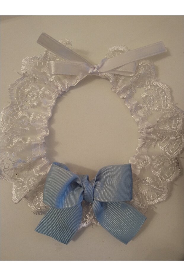Handmade Cat and Small Dog Collar Leash with Blue Ribbon