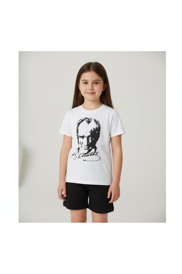 100% Cotton Ataturk and Flag Printed Children's T-Shirt I Comfortable Fit, Soft Fabric