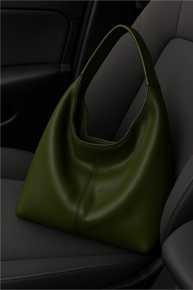 Women's Casual Soft Textured Large Khaki Green Shoulder and Tote Bag