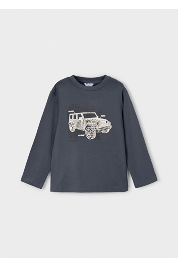 Blue Boy's Graphic Printed Long Sleeve T-Shirt 4088