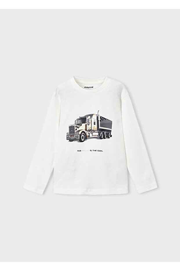 Cream Boy's Printed Long Sleeve T-Shirt 4085