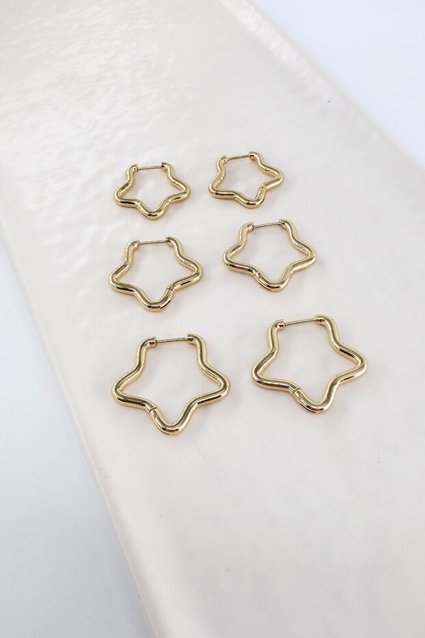 Women's 316 L Stainless Steel Anti Allergenic 3 Sizes 6-Piece Star Geometric Earring Set