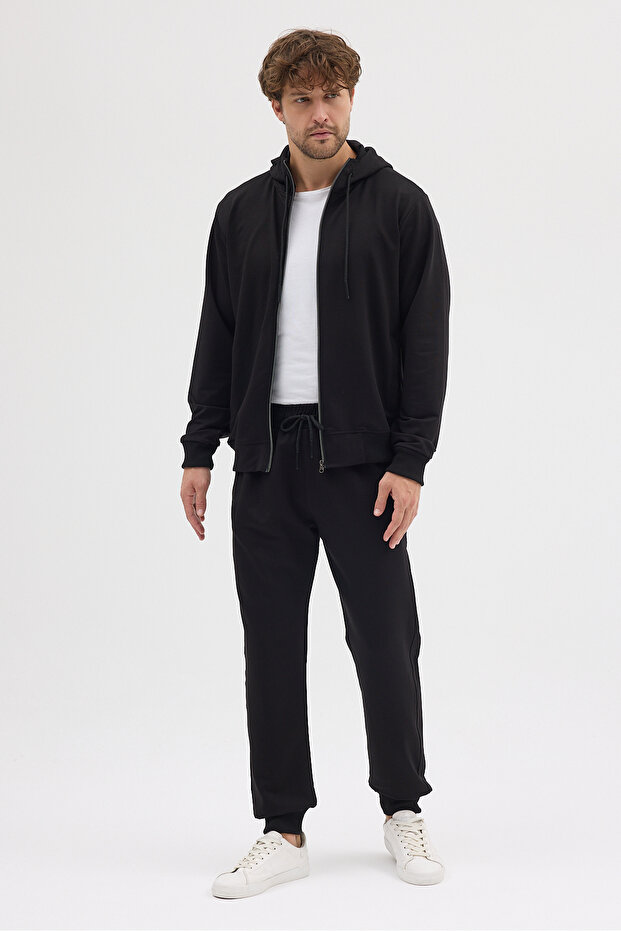 Compact Cotton Comfort Fit Men's Hooded Plain Tracksuit Set Dawrazz-3021