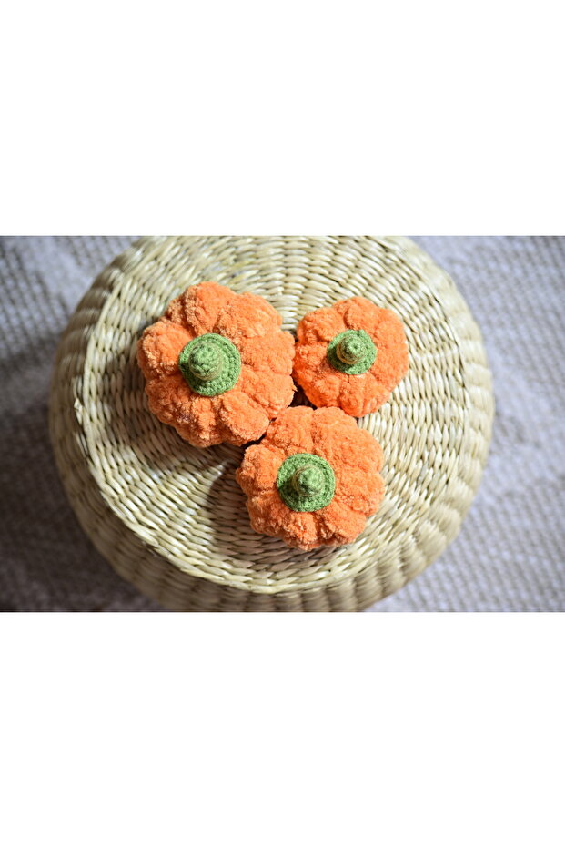 3'lü Balkabağı Dekor Örgü - 7