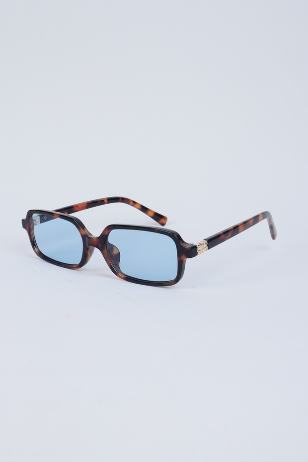 Mino Minimal Rectangular Sunglasses - Leopard Blue - 1